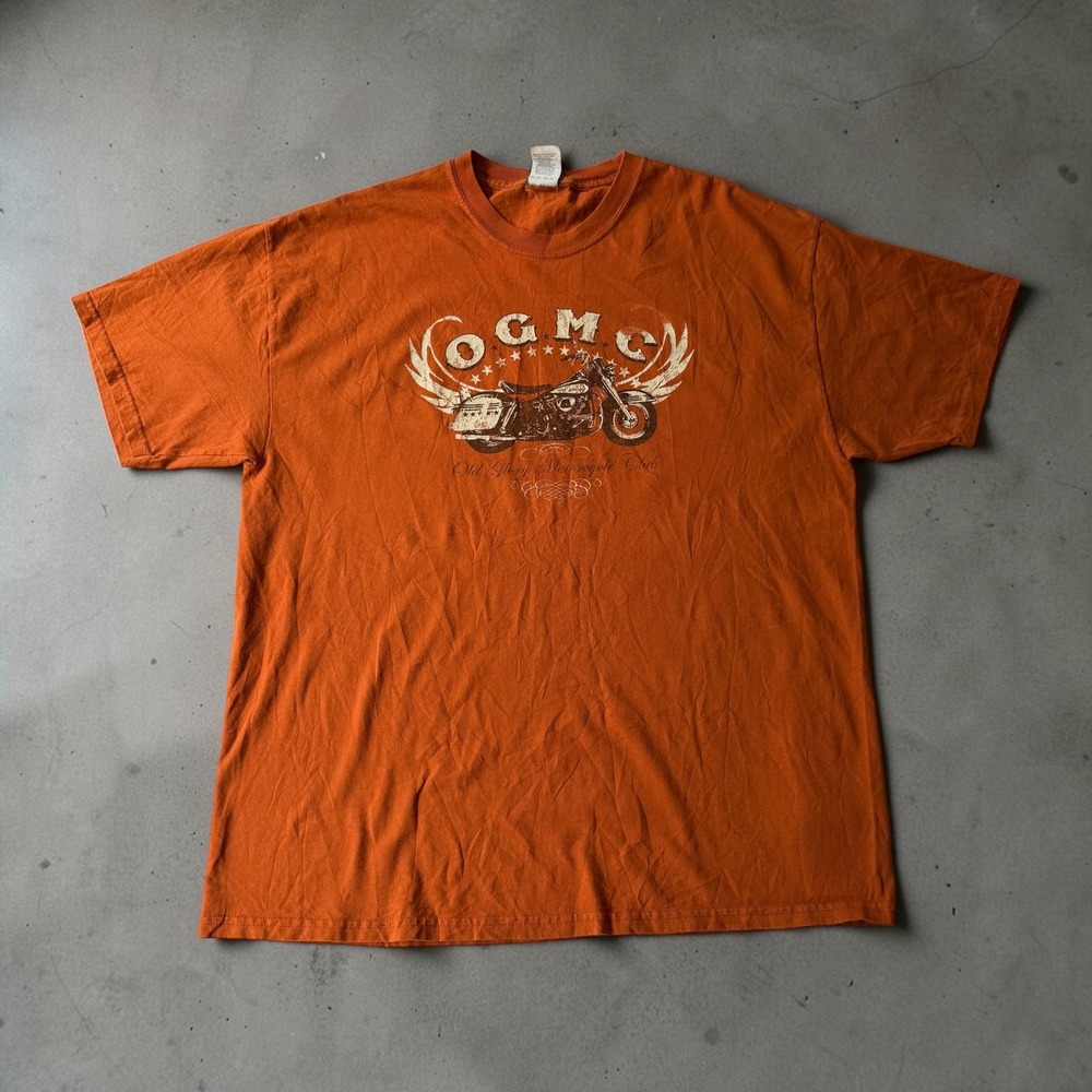 OVB Old Varsity Brand OGMC Old Glory Motorcycle Club Graphic T-Shirt Orange XL